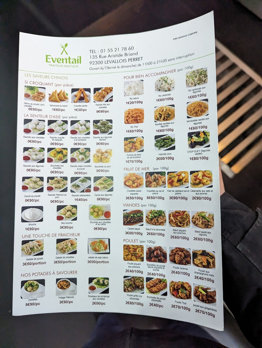 Éventail Traiteur Asiatique menu 2