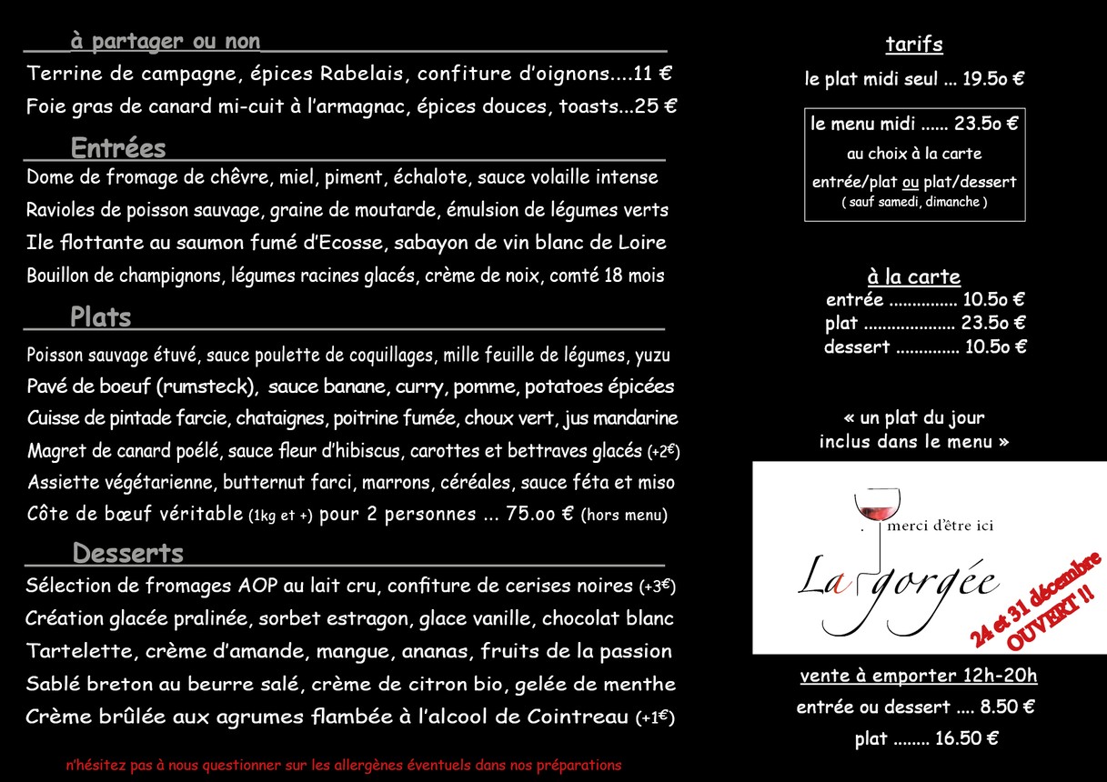 La Gorgée menu 1
