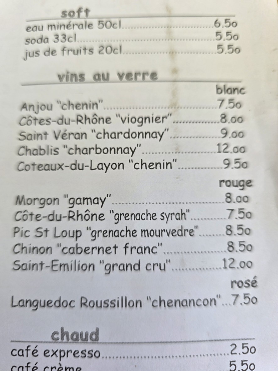 La Gorgée menu 2
