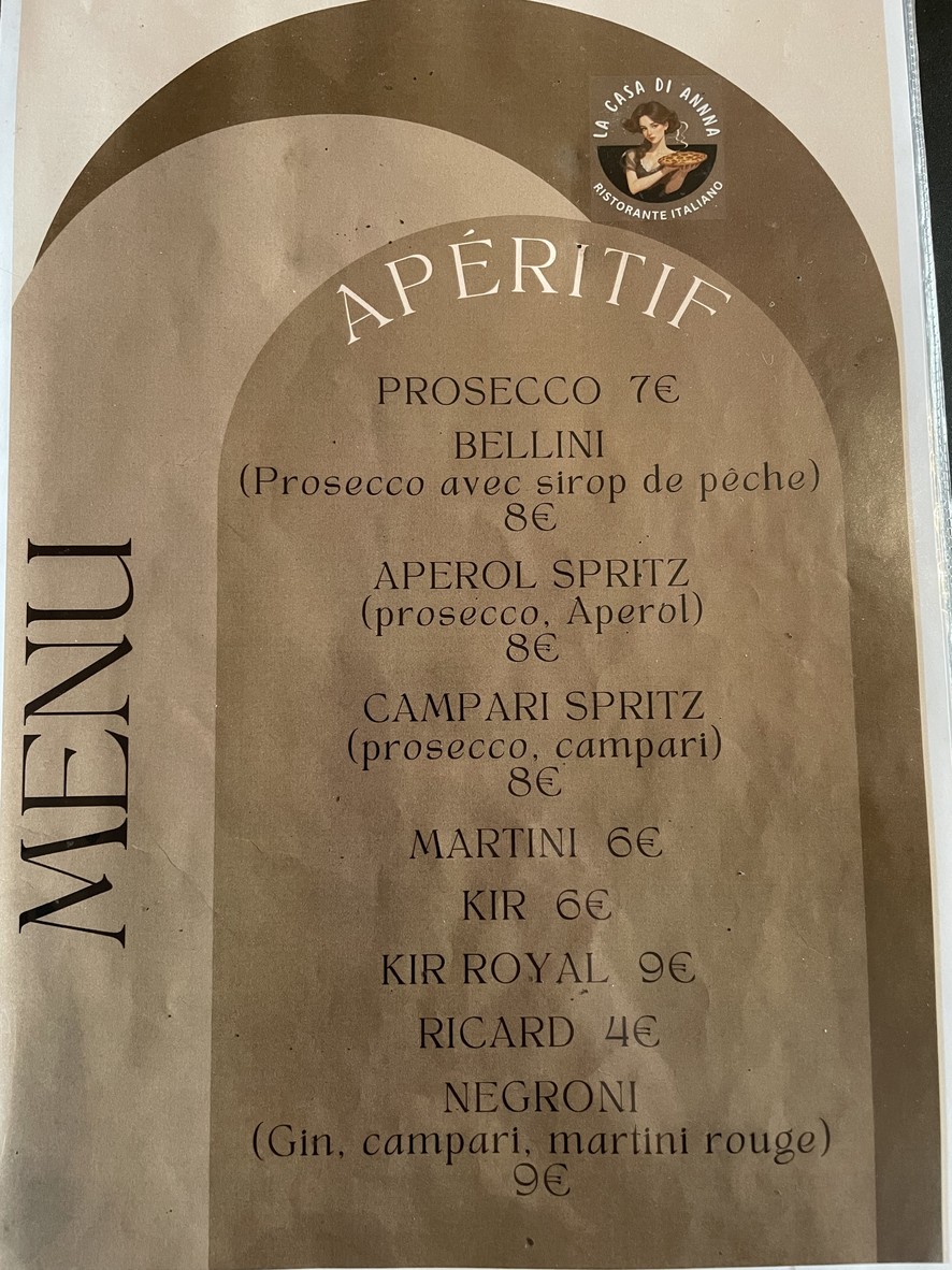 La casa di Anna paris menu 3