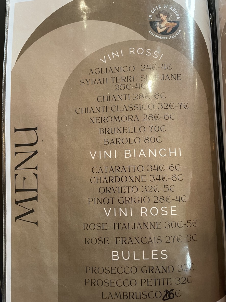 La casa di Anna paris menu 4