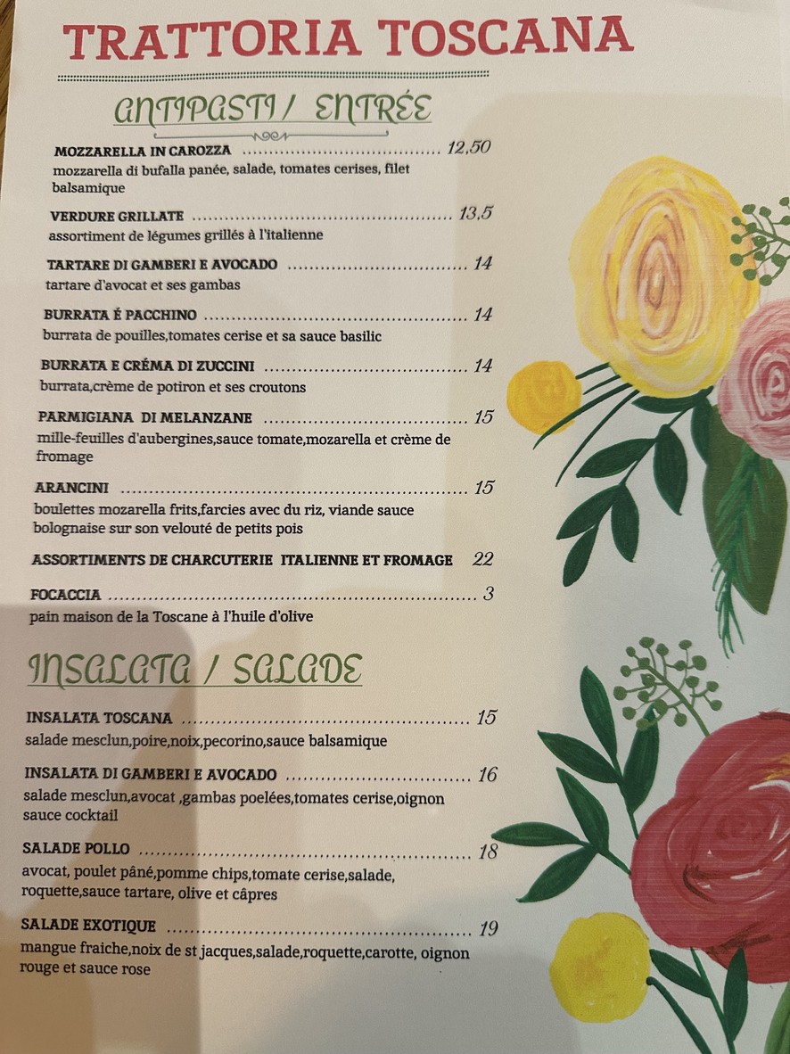 Trattoria Toscana menu 1