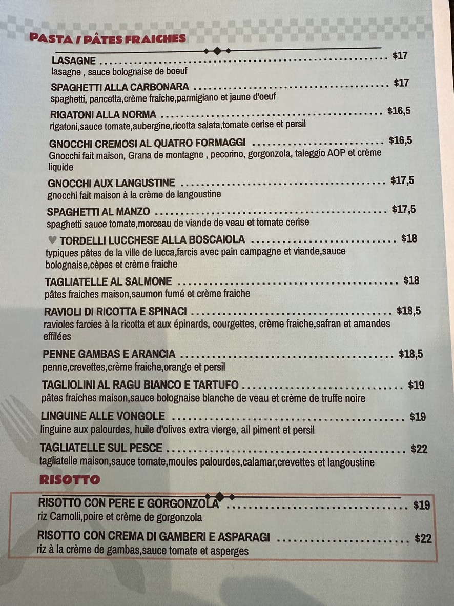Trattoria Toscana menu 2