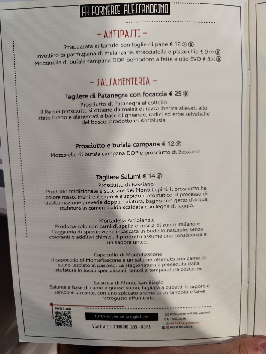 Fornerie Alessandrino menu 2