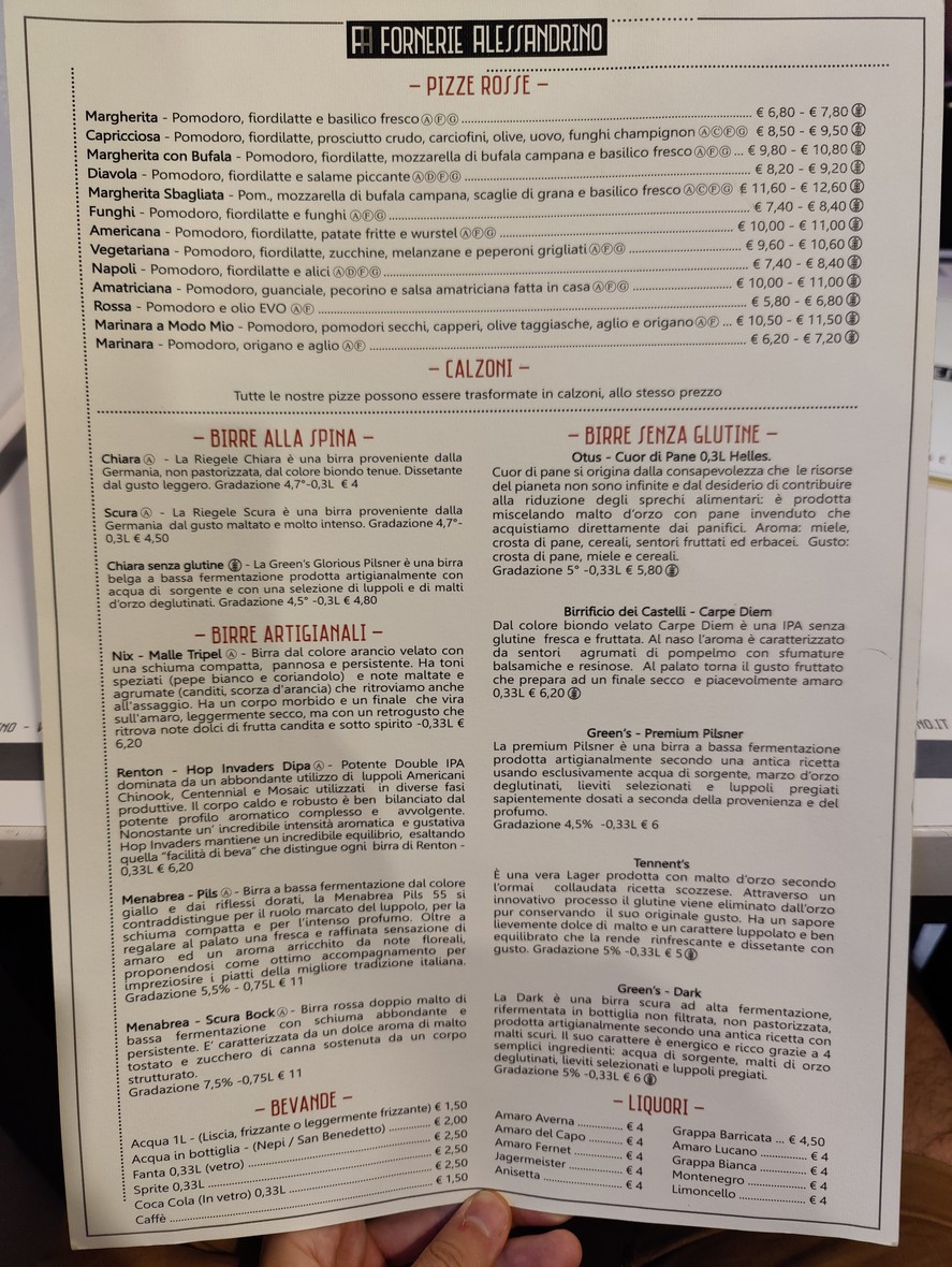 Fornerie Alessandrino menu 5