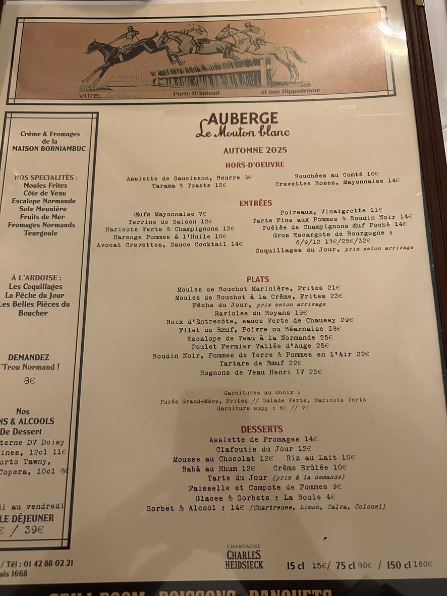 Le Mouton Blanc menu 1