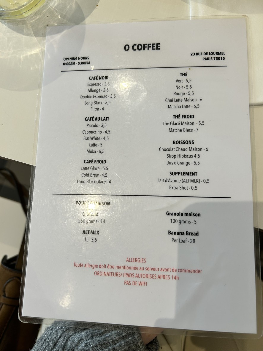 O Coffee menu 2