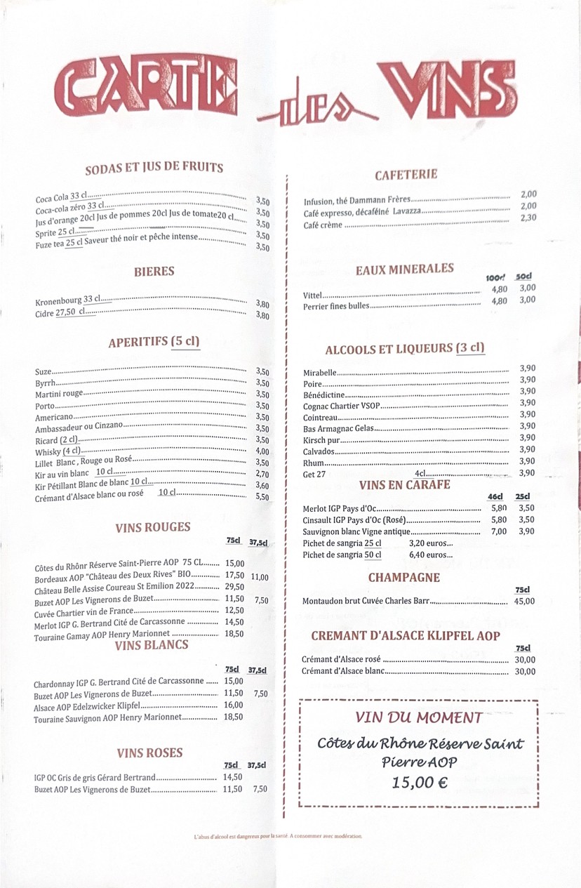 Bouillon Chartier Grands Boulevards menu 2