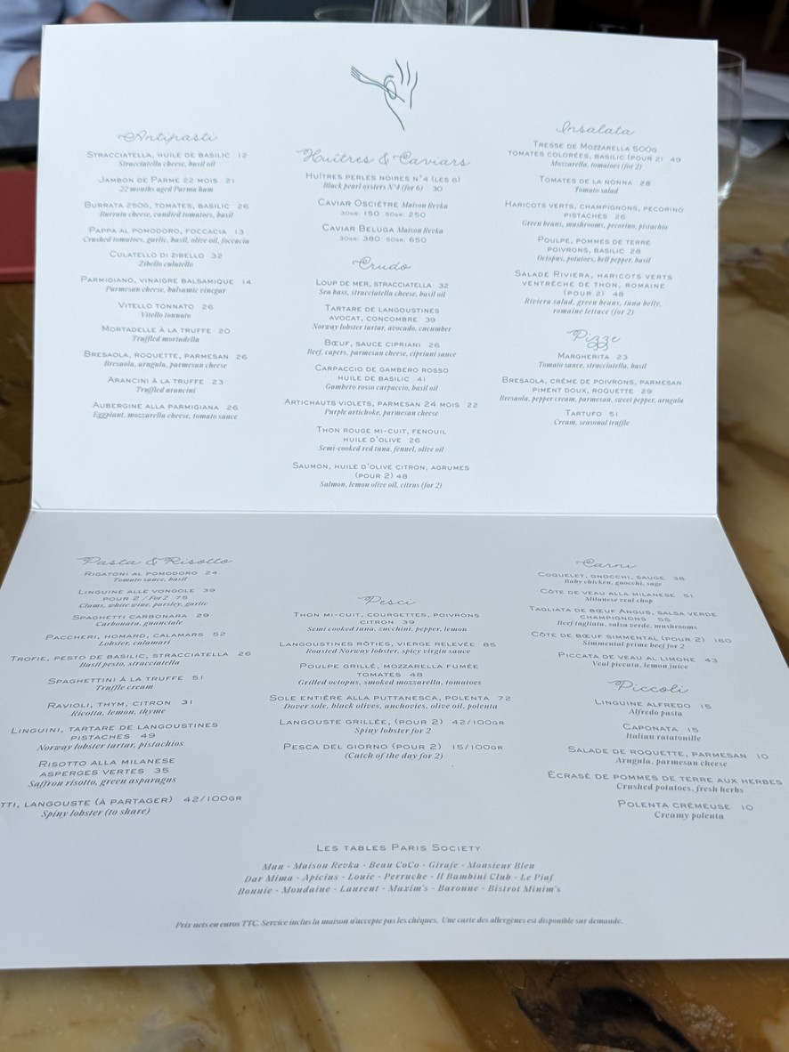 Gigi Paris menu 1