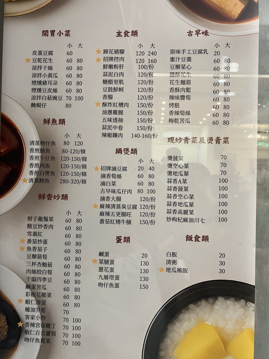 Xiǎo Lǐzi qīng zhōu xiǎo cài menu 1