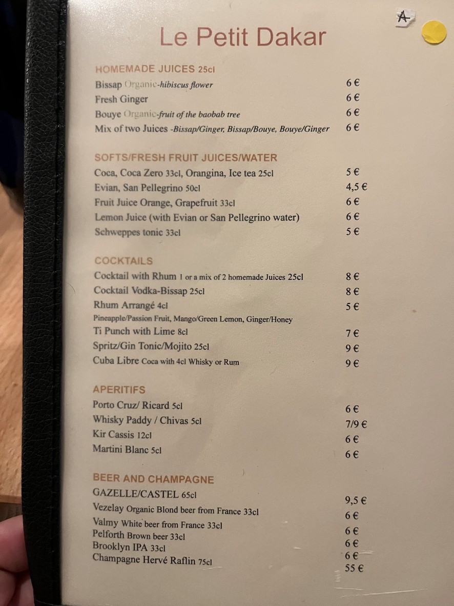 Le Petit Dakar menu 3