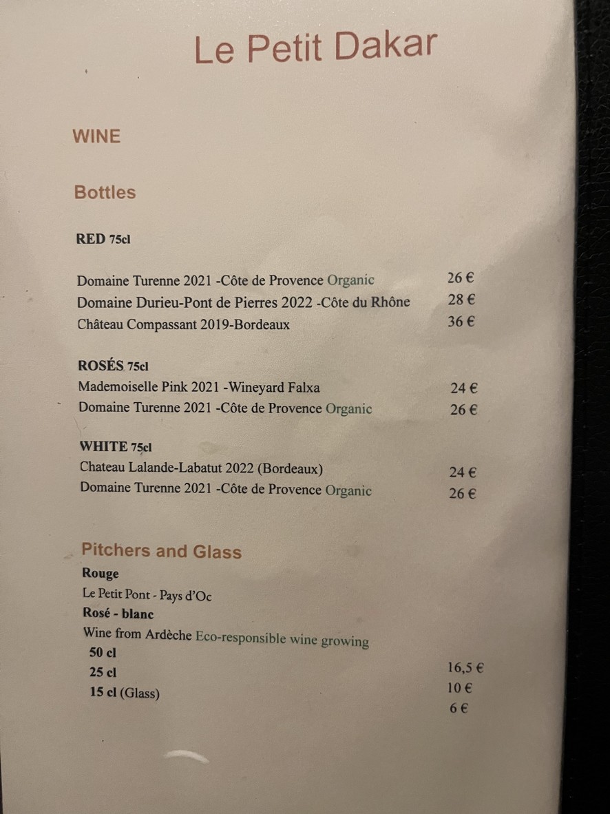 Le Petit Dakar menu 4