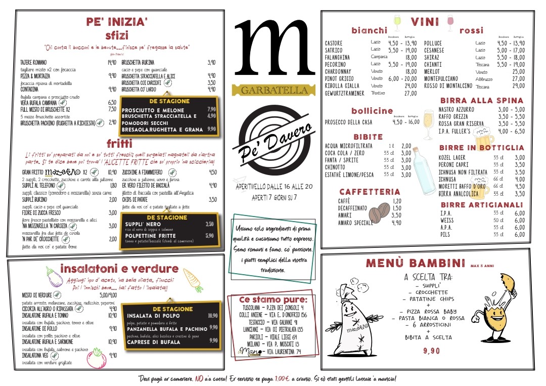 Mattarello Garbatella menu 1