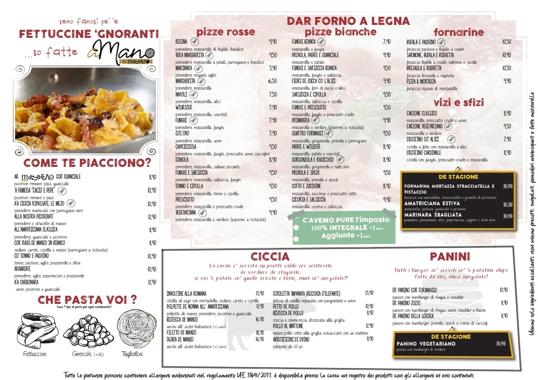 Mattarello Garbatella menu 2