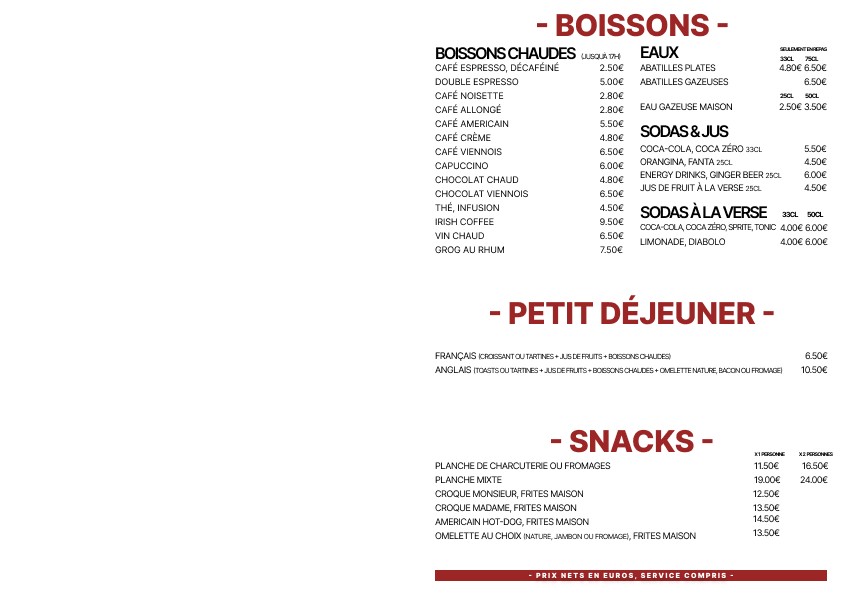 The Hideout Paris Gare du Nord - Pub Paris menu 3