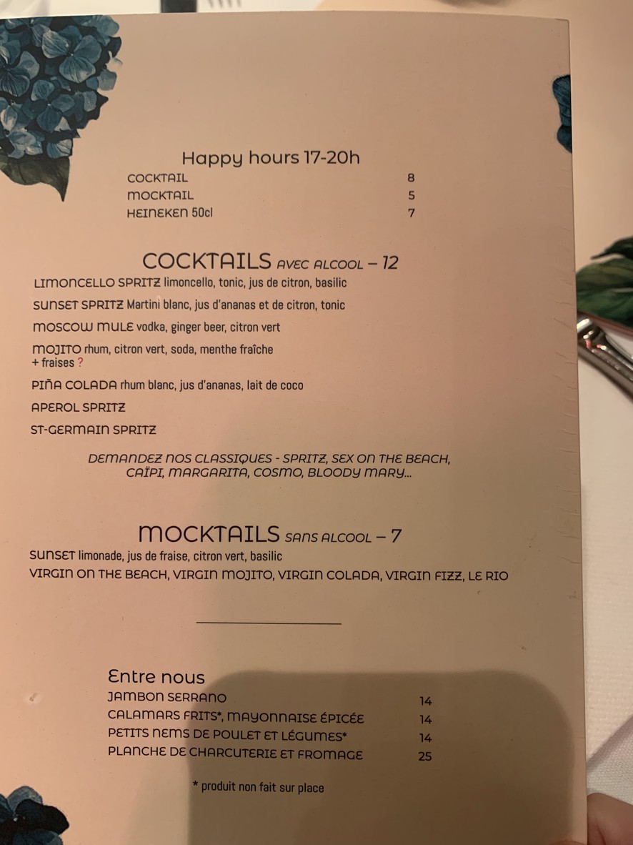 L'Hortensia menu 2