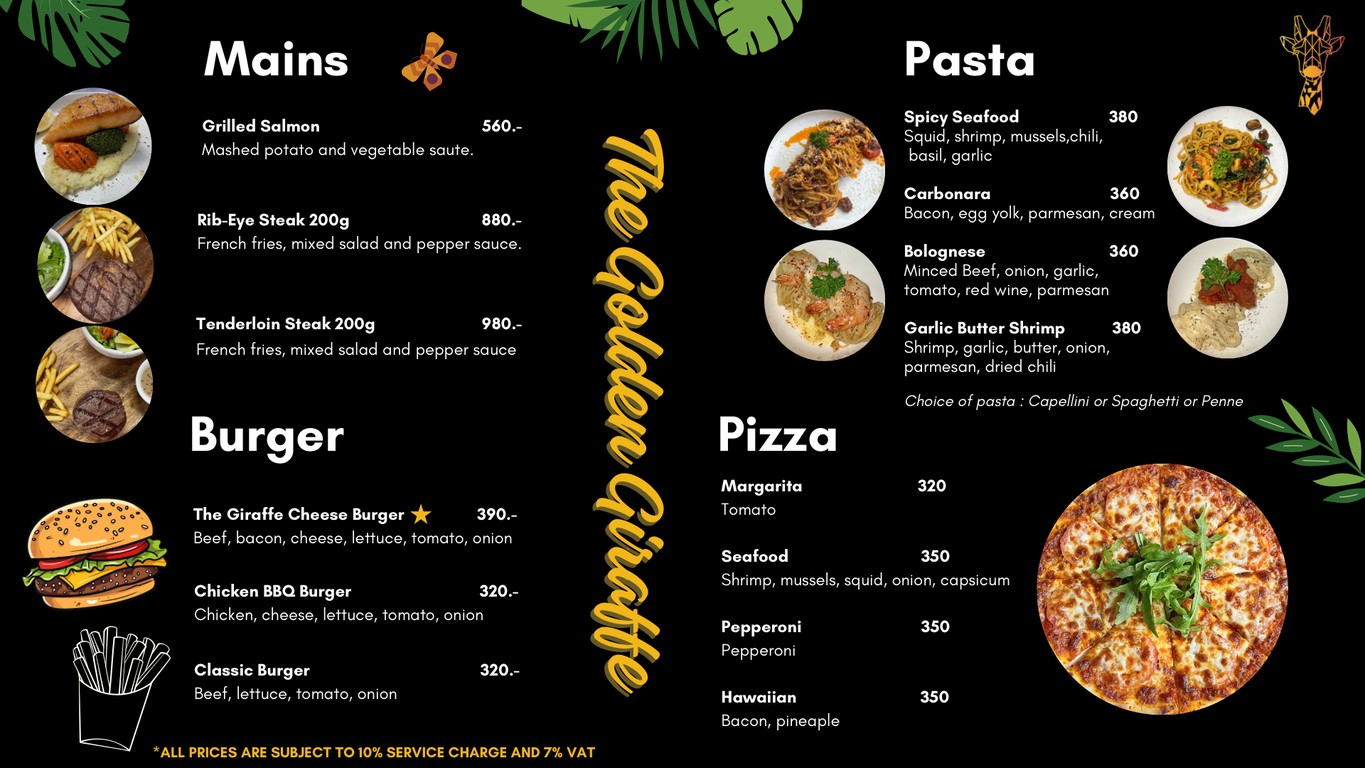 The Golden Giraffe menu 2