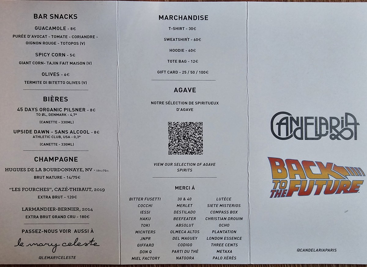 Candelaria menu 1