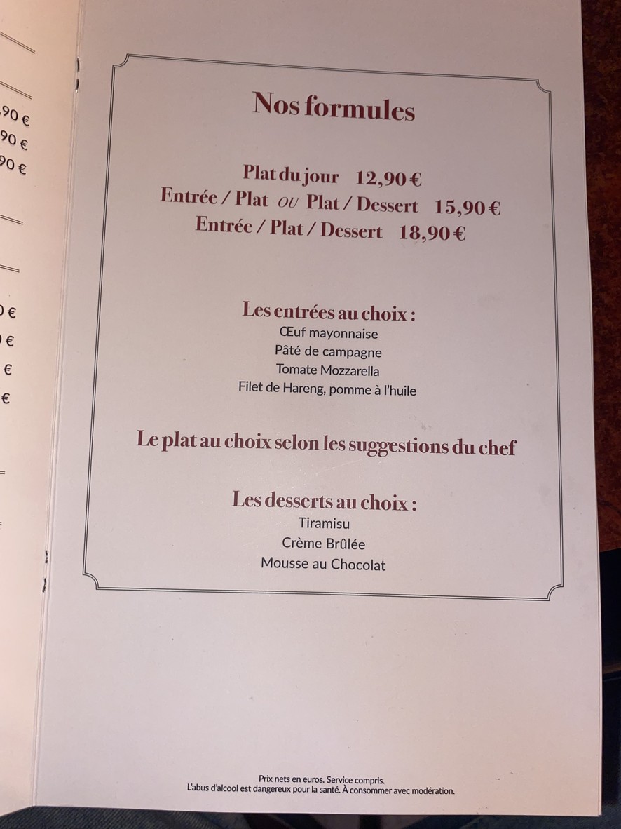 Le Normand'y menu 1