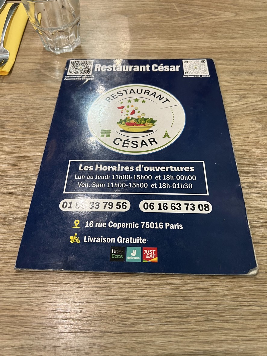 Restaurant Cesar menu 1