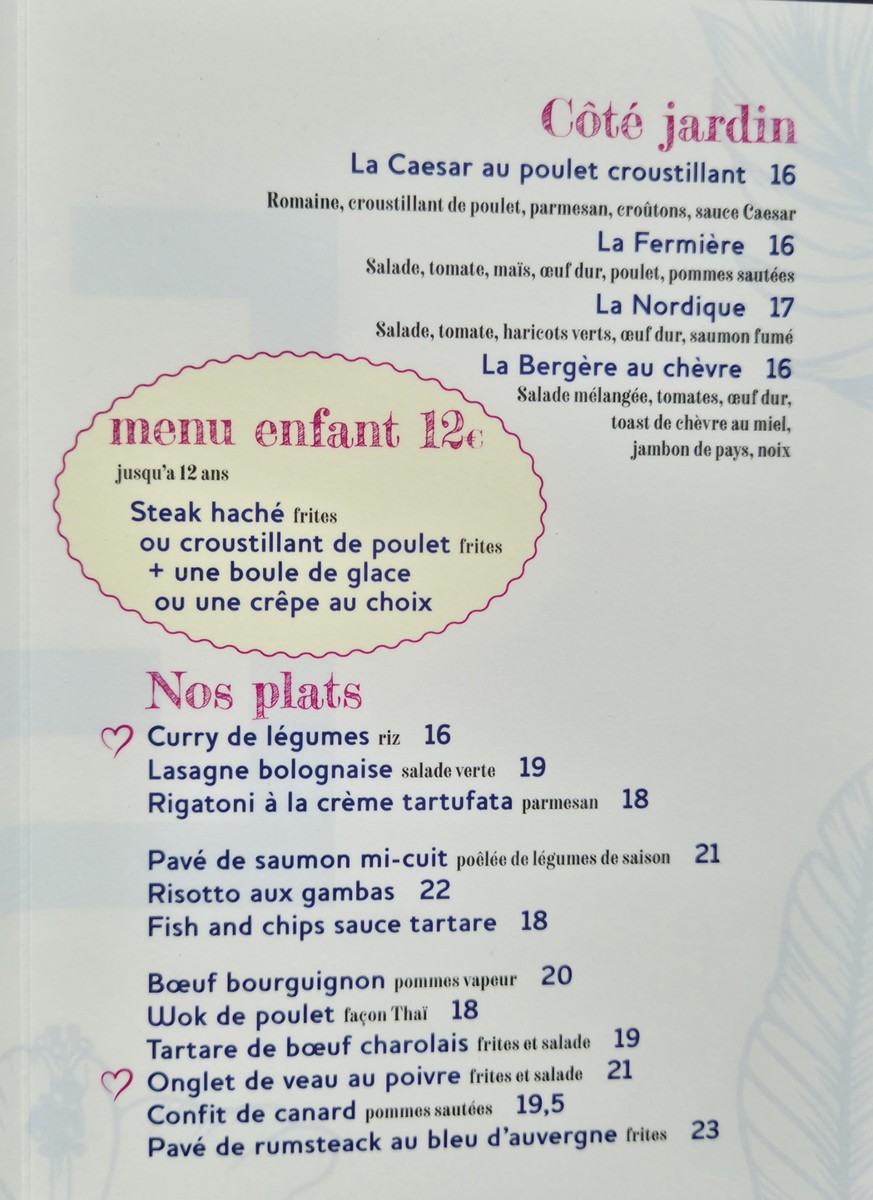 Le Globe menu 2