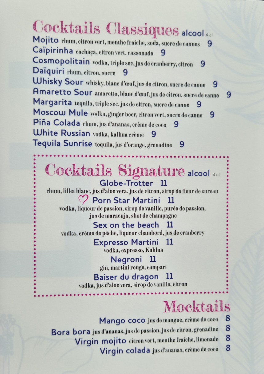 Le Globe menu 4