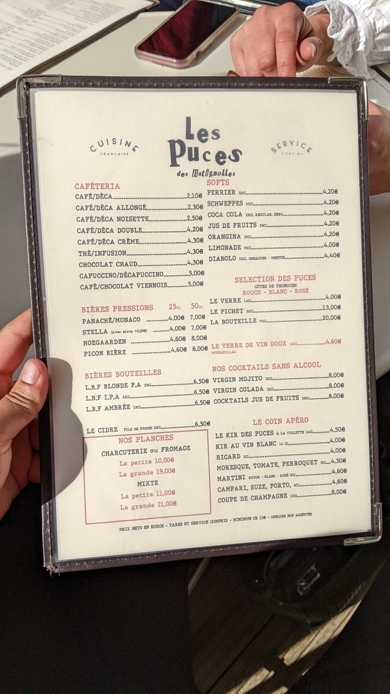 Les Puces Des Batignolles menu 3