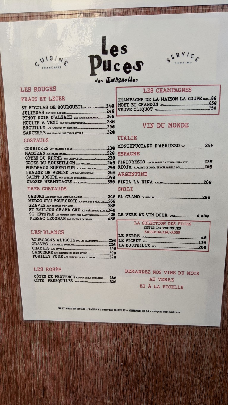 Les Puces Des Batignolles menu 4