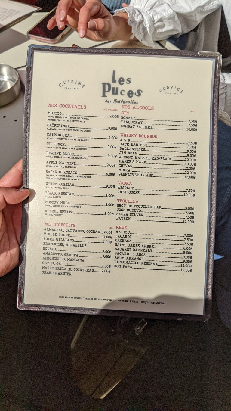 Les Puces Des Batignolles menu 5