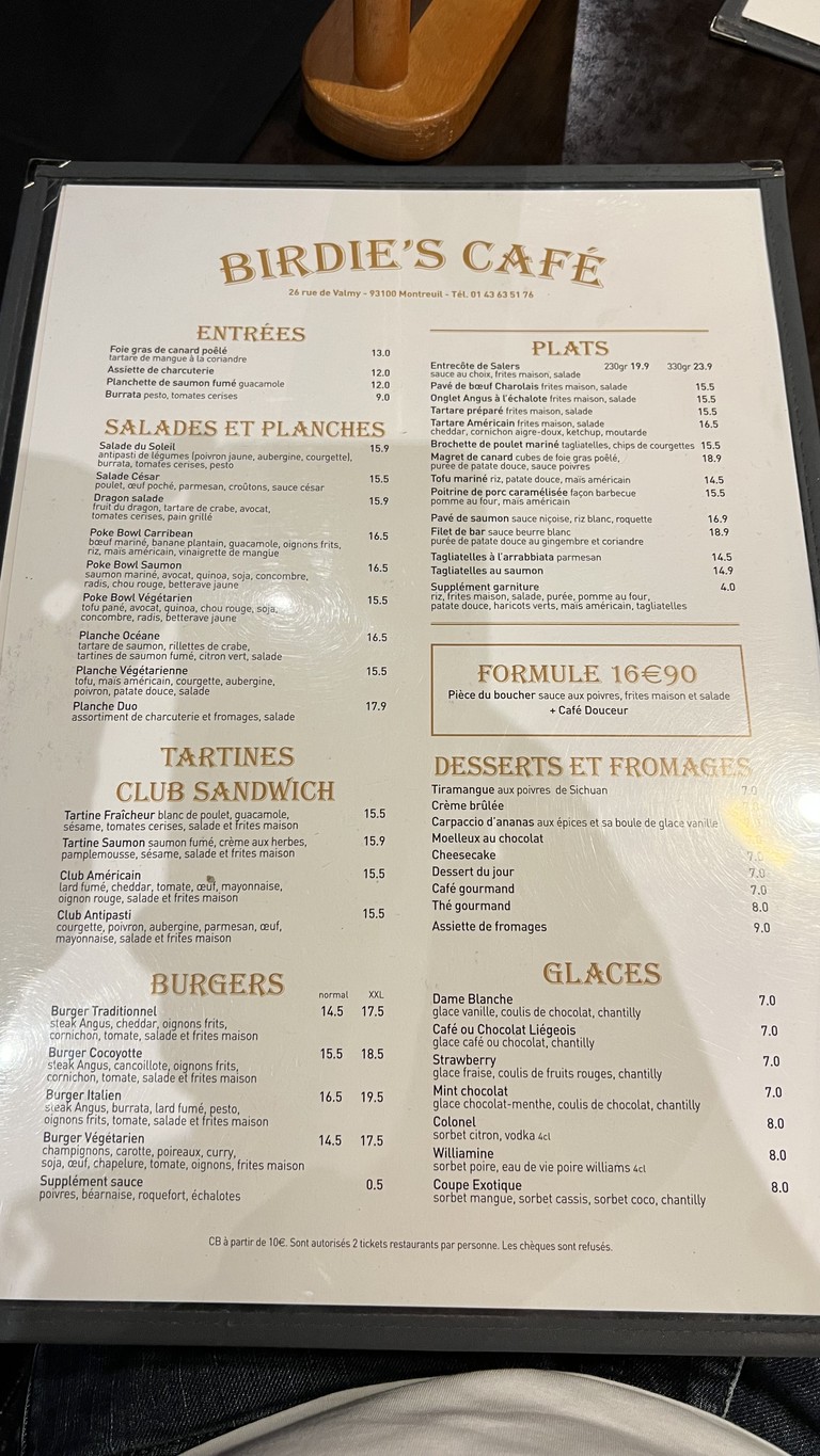 Birdie's Cafe menu 1