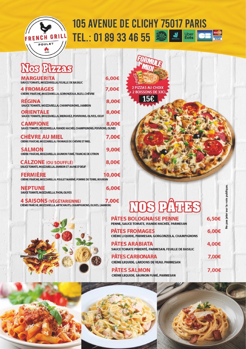 FRENCH GRILL 75 menu 1