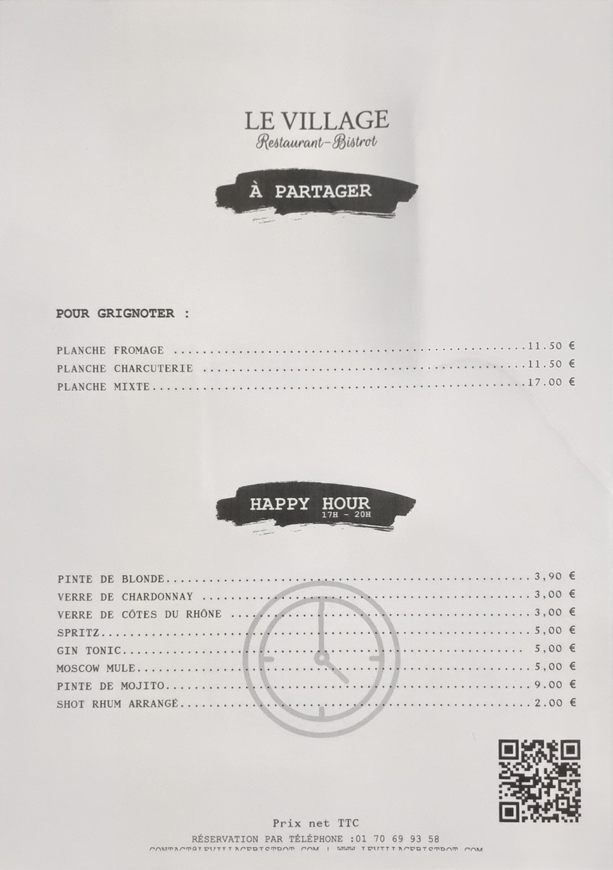 Restaurant Le Village menu 2