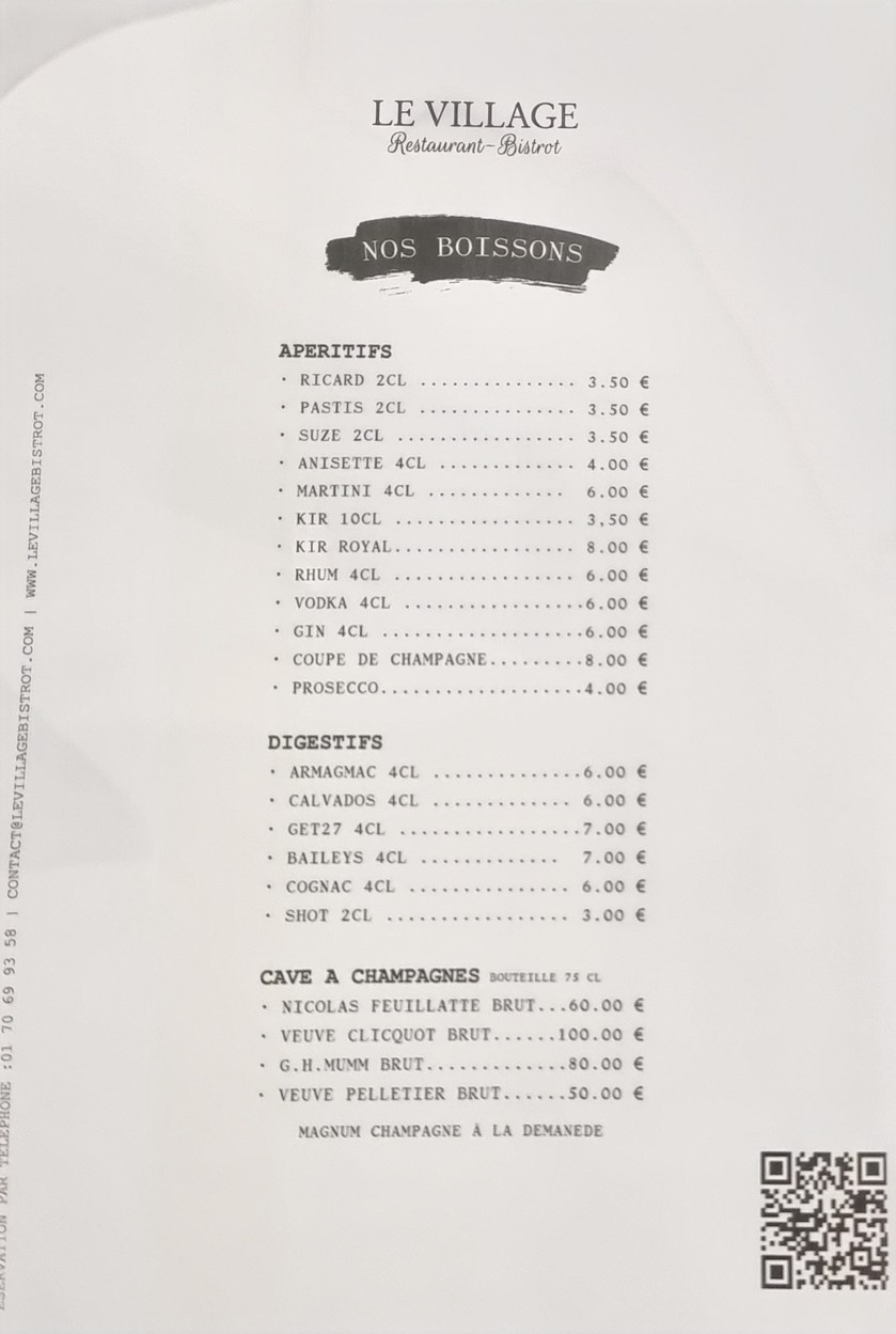 Restaurant Le Village menu 3