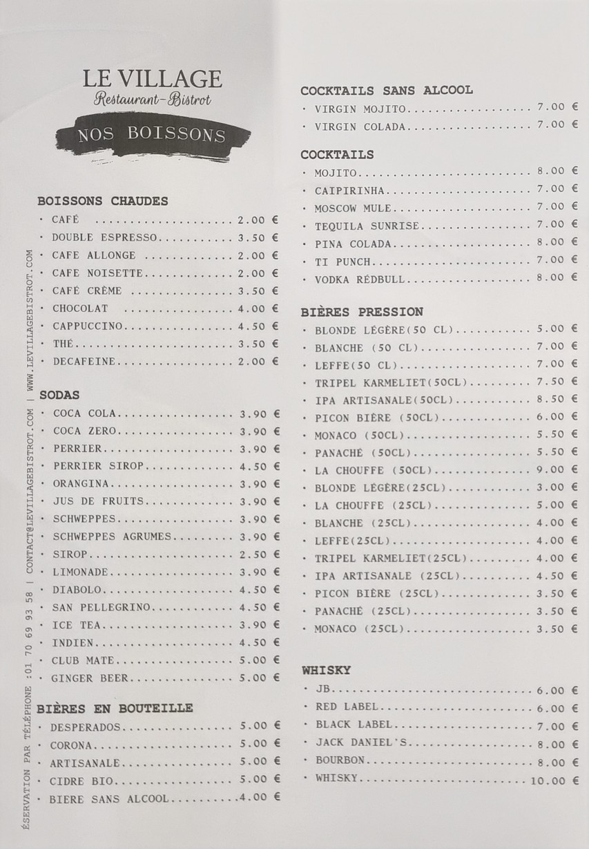 Restaurant Le Village menu 4