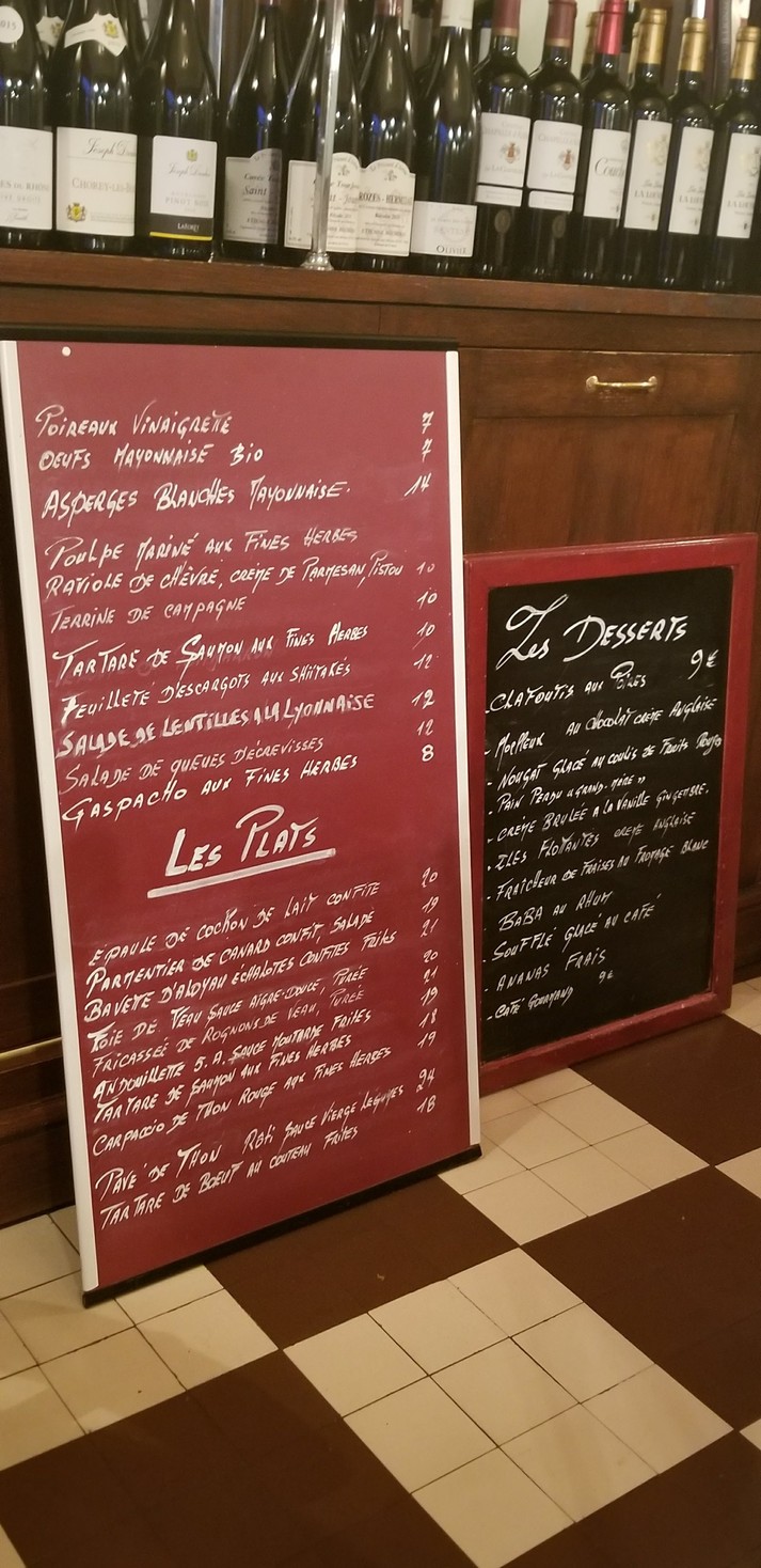 A l'Improviste menu 1