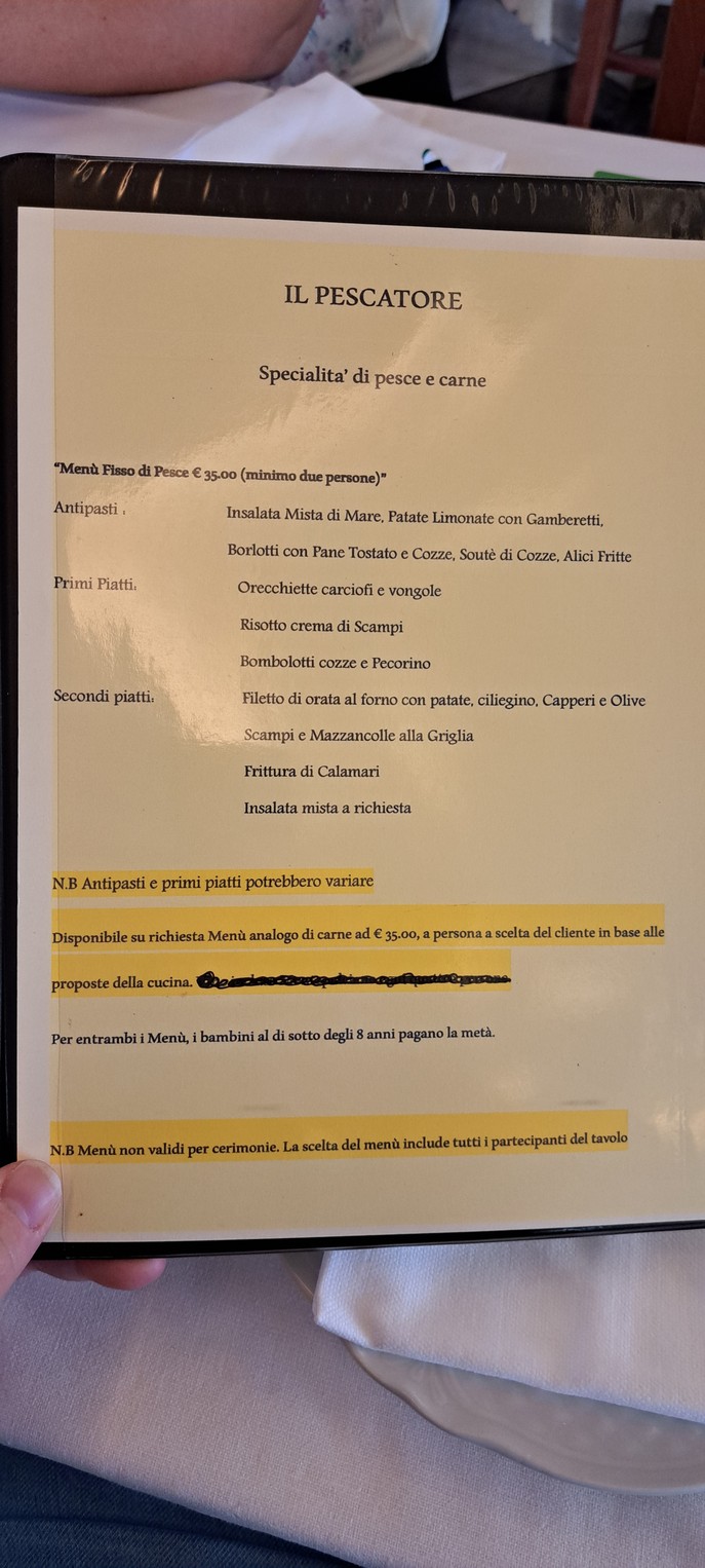 Il Pescatore menu 1