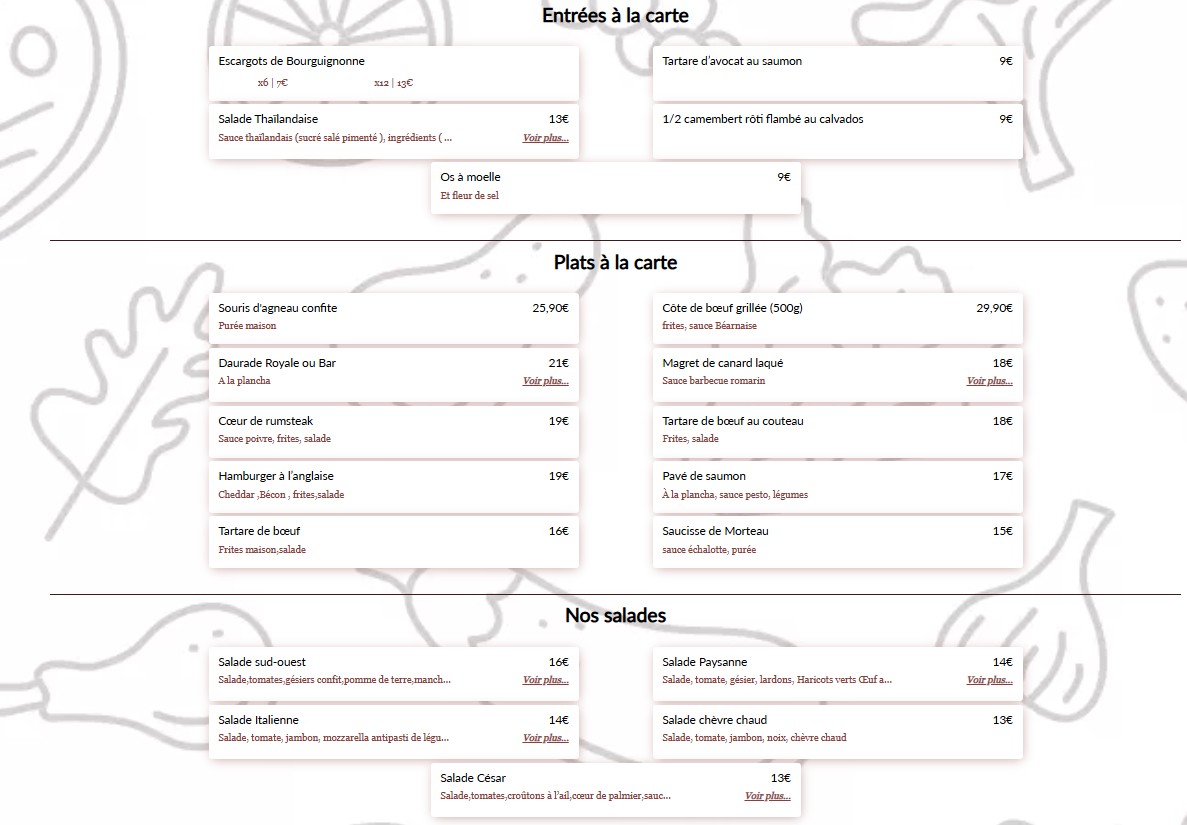 L’Entrepot's menu 2