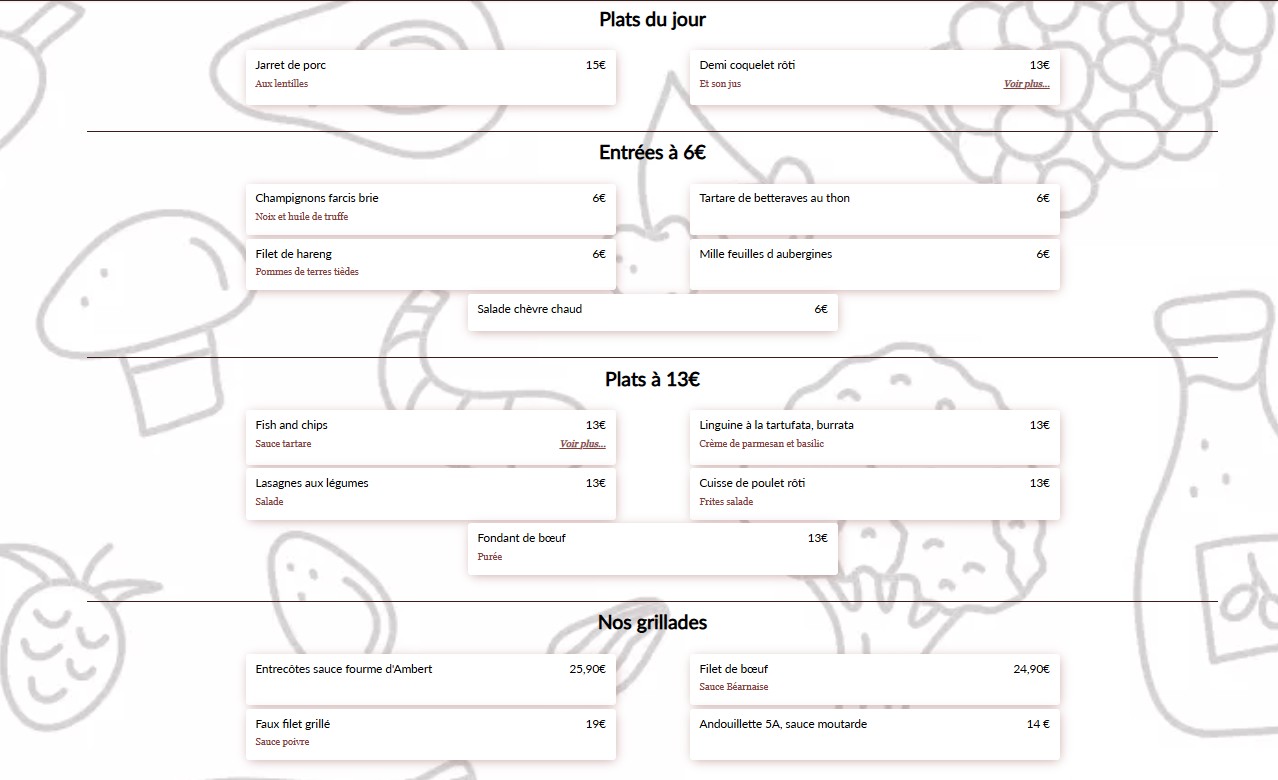 L’Entrepot's menu 3