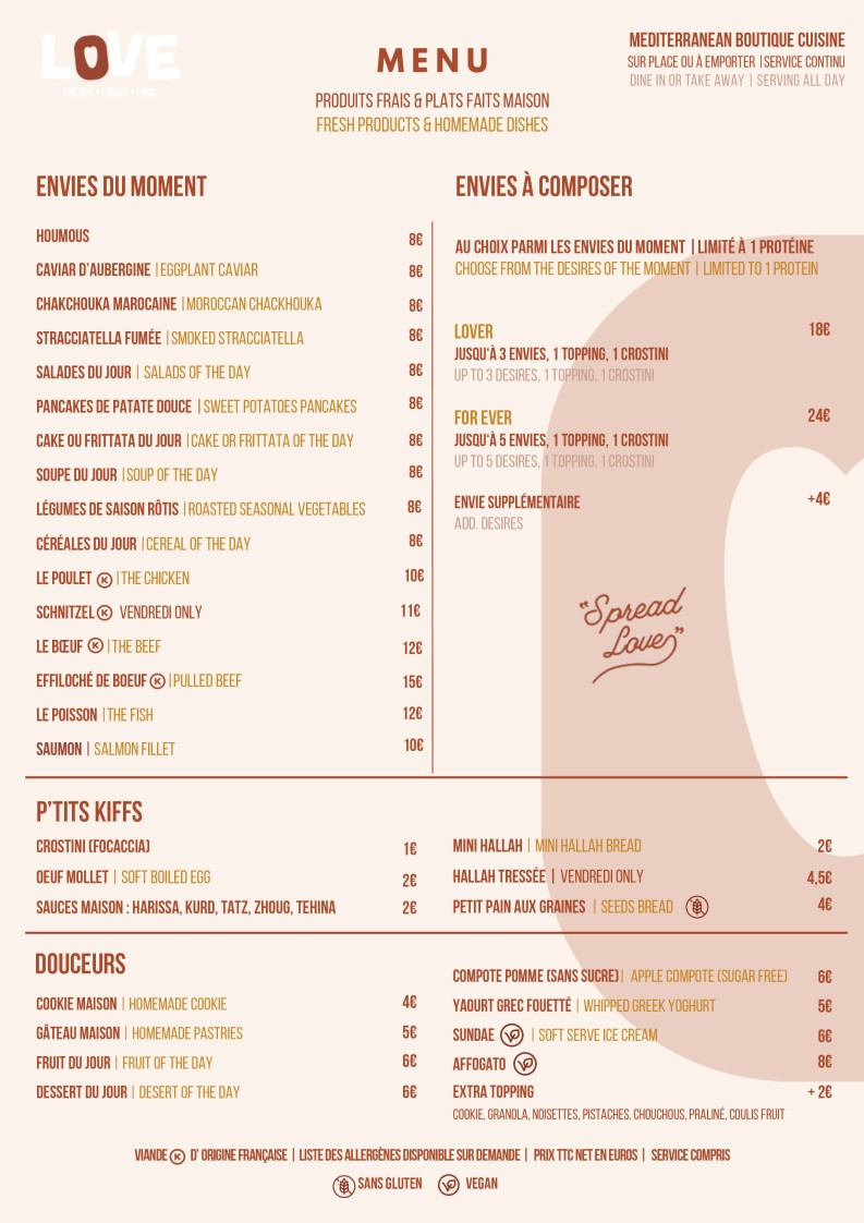 LOVE - FRIENDS FAMILY FOOD menu 1