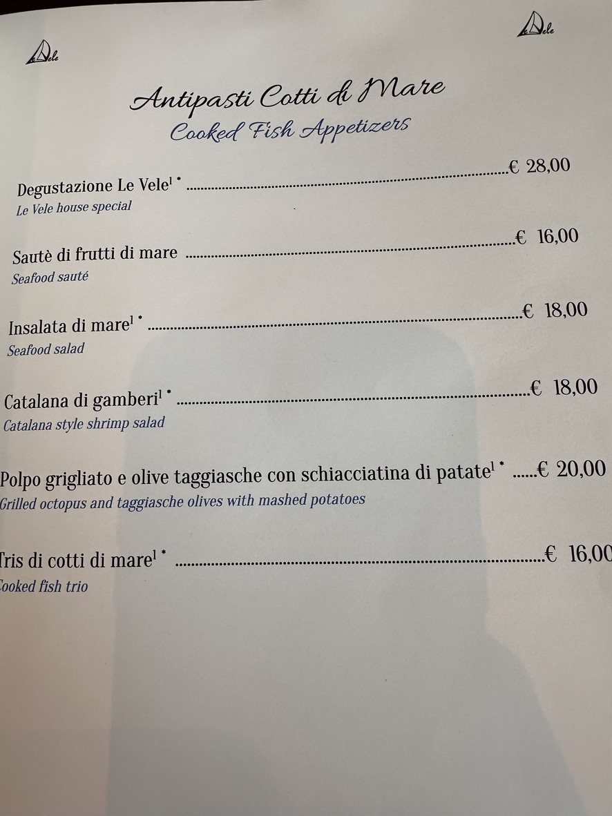 Ristorante Le Vele menu 2