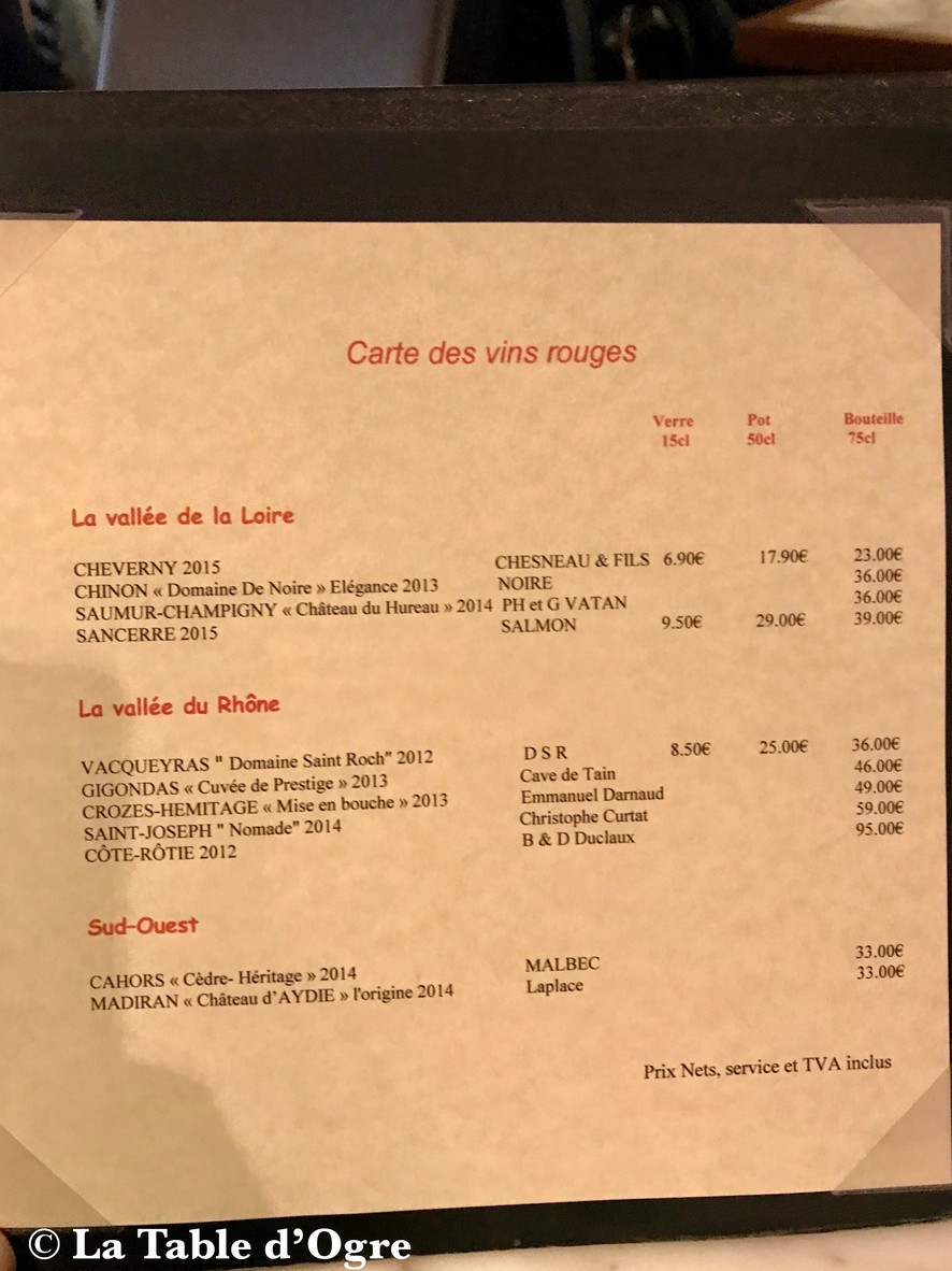La Violette menu 1