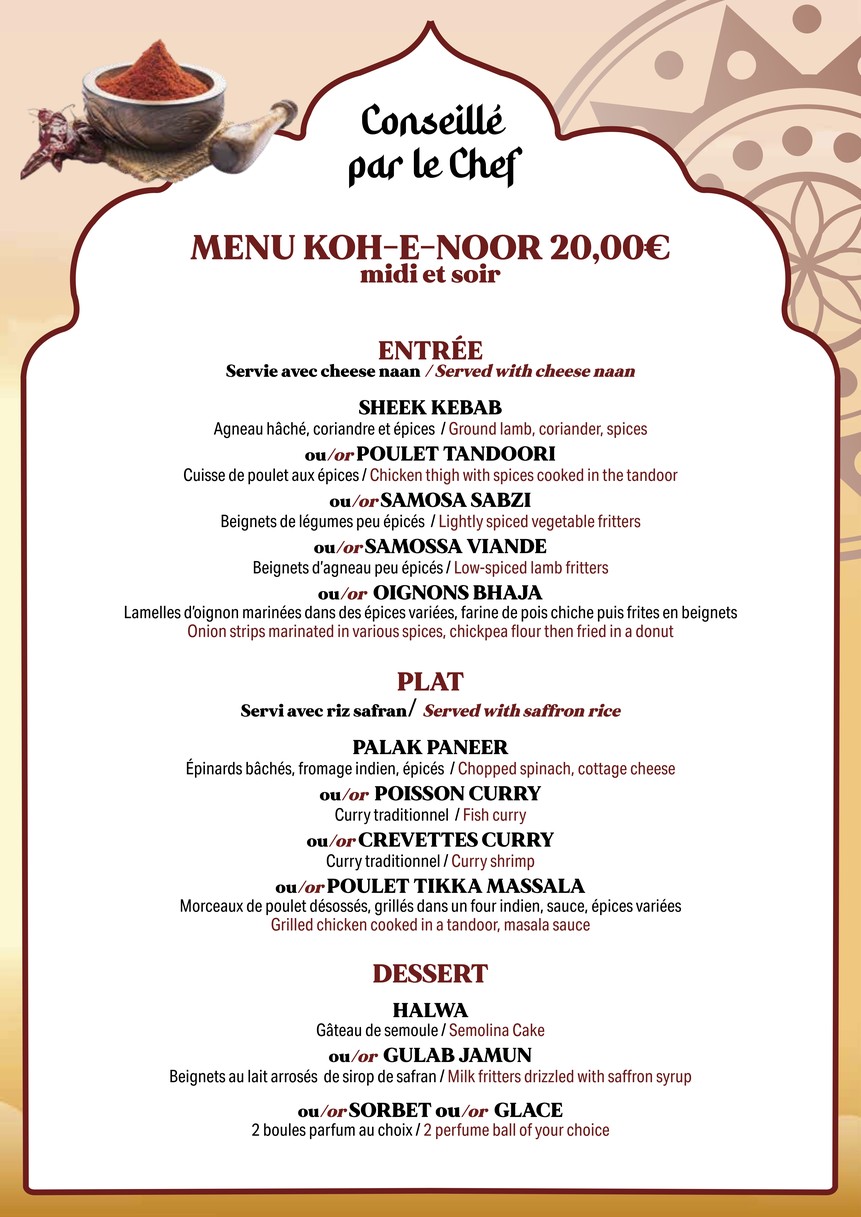 Koh E Noor menu 5