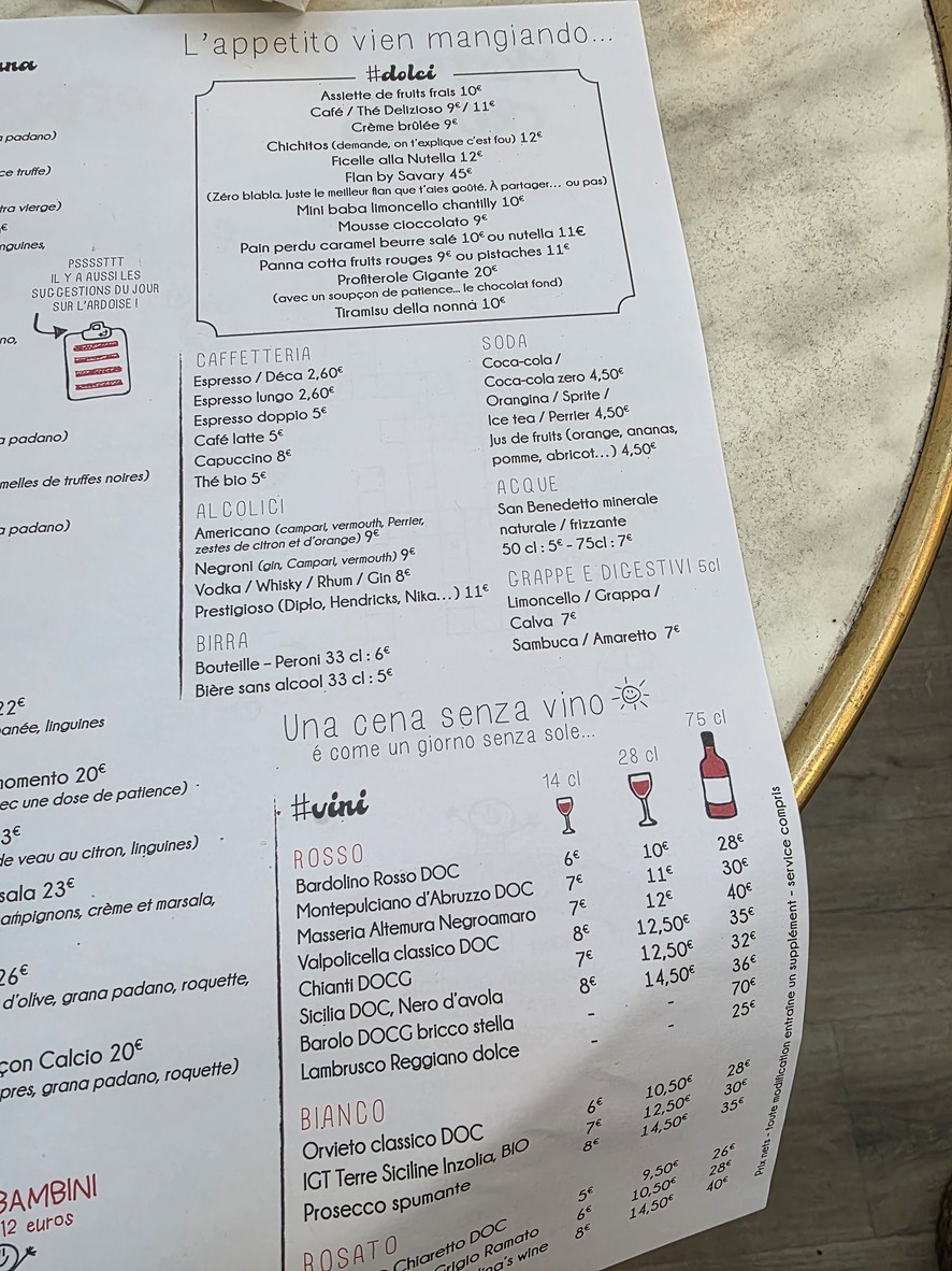 Ciao Bella menu 3
