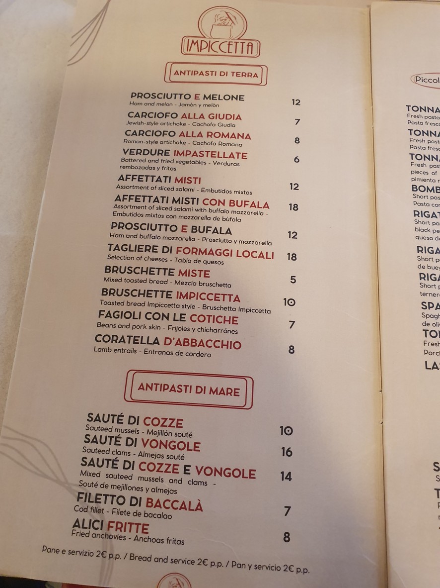 Impiccetta menu 1