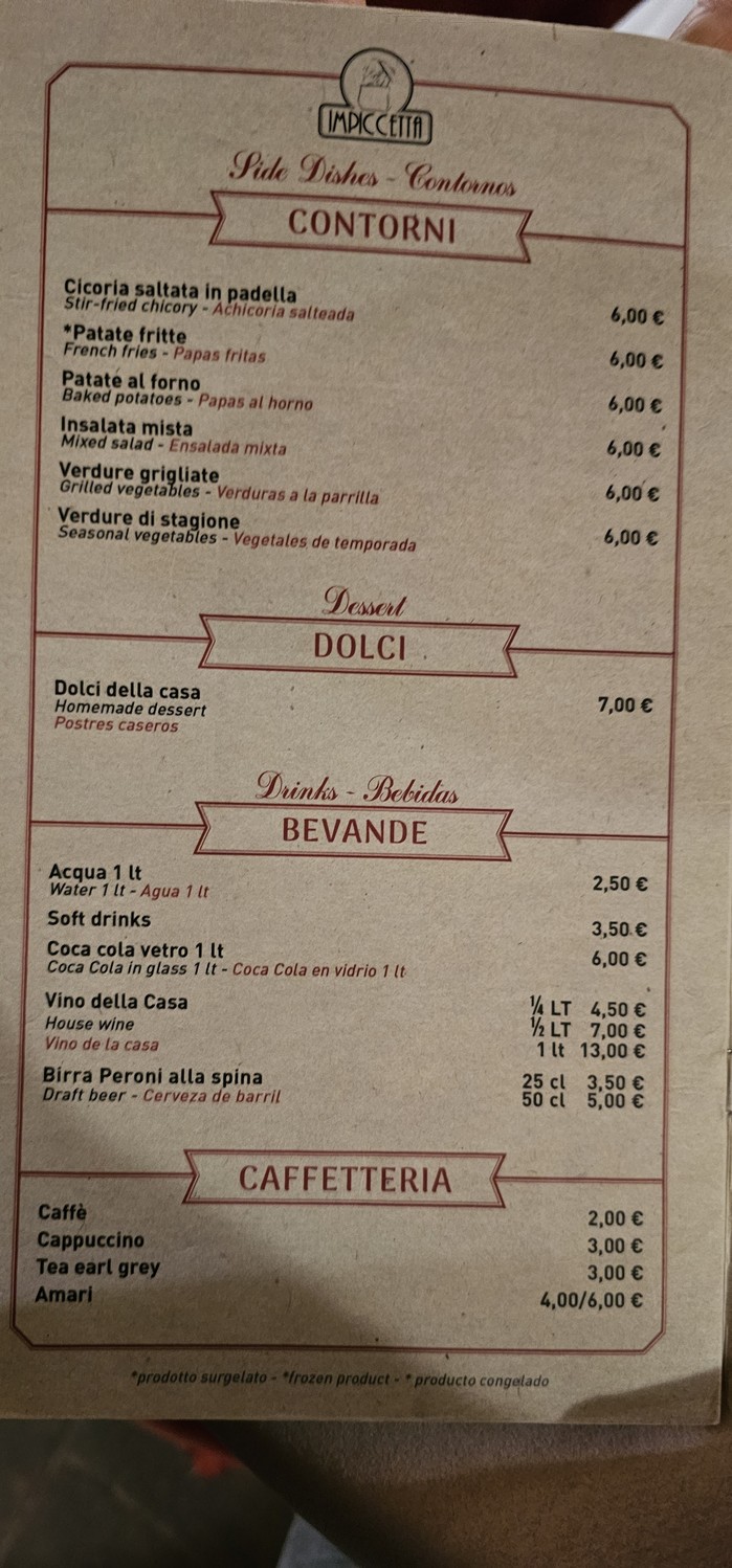 Impiccetta menu 4