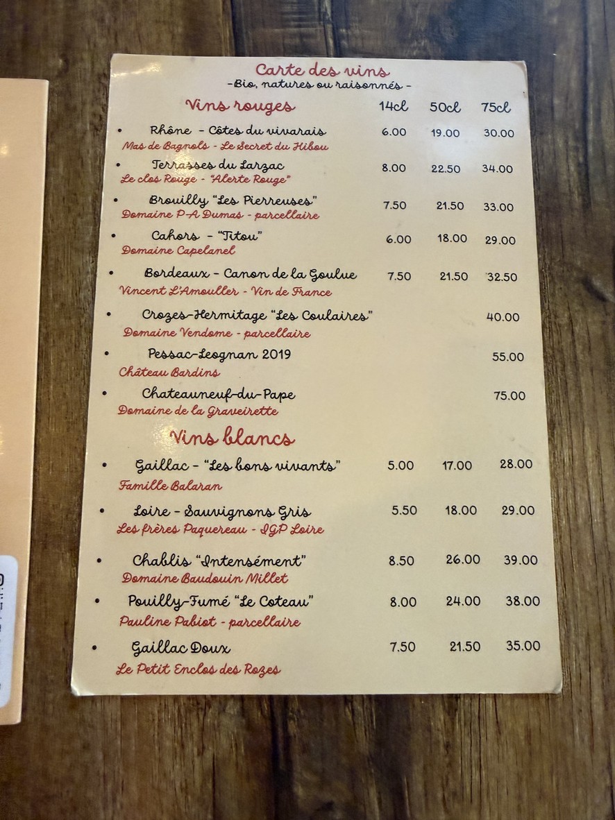 Les copains d’abord menu 3
