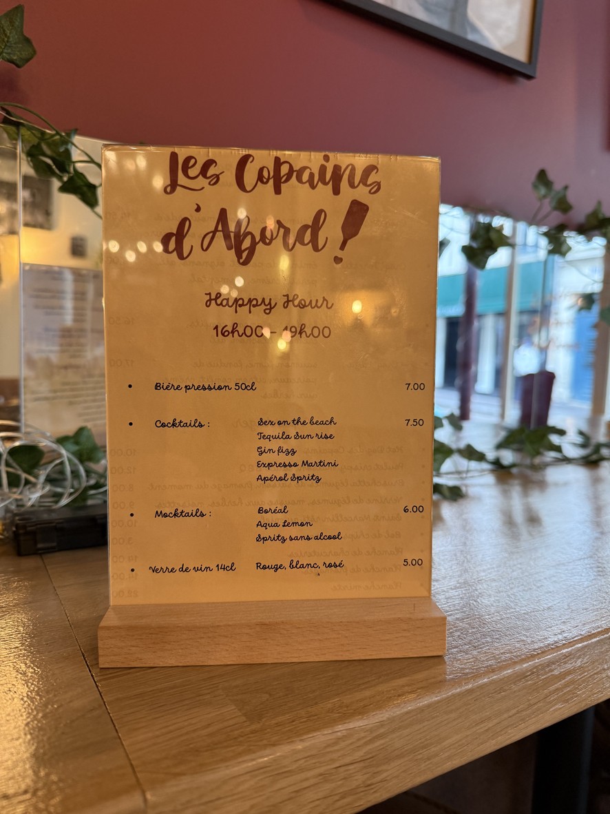 Les copains d’abord menu 6