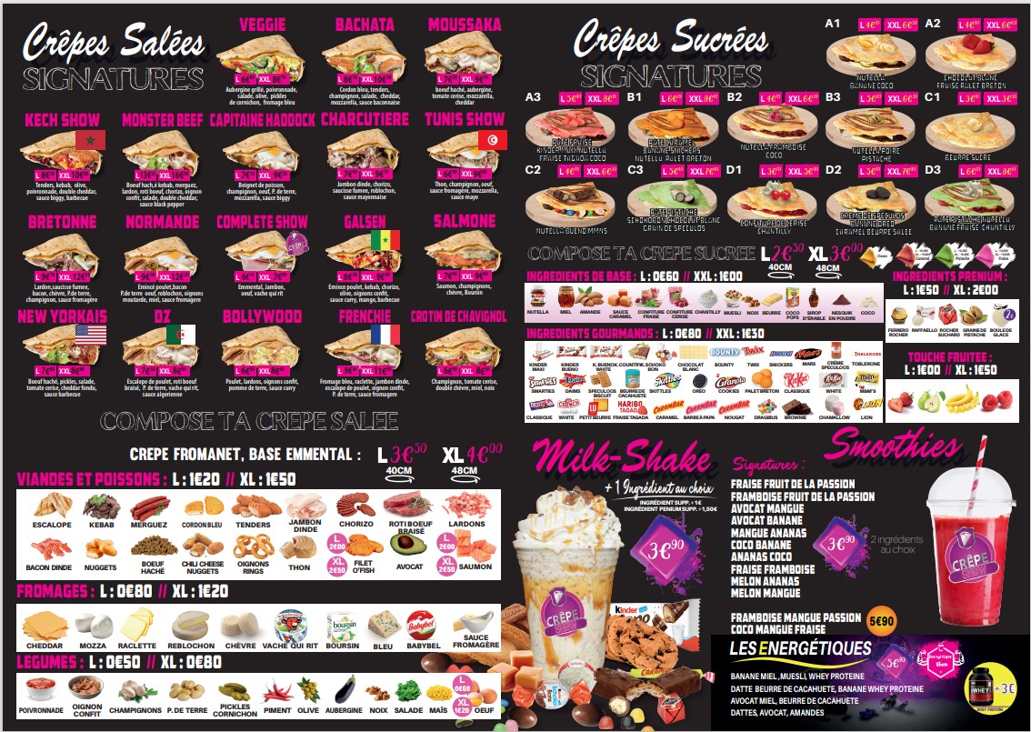Crêpe Show menu 3