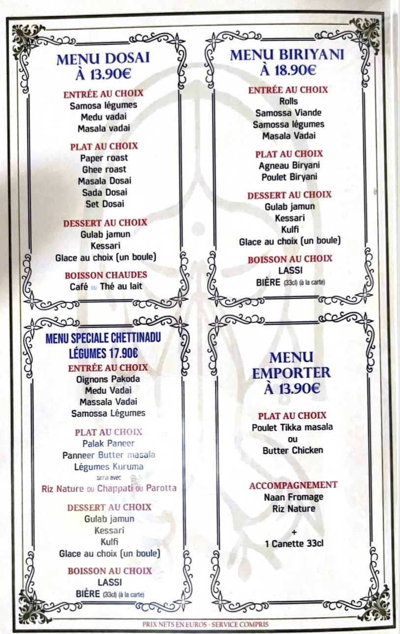 Chettinadu Restaurant menu 1