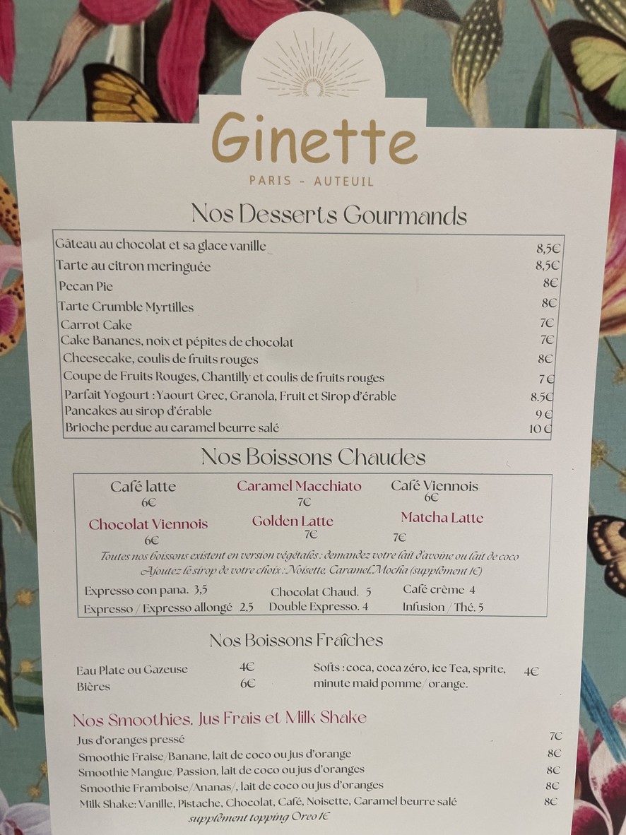 Ginette menu 2